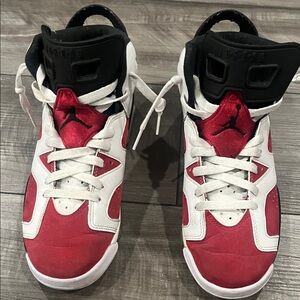 Jordan Kids Red and White High-Top Sneakers